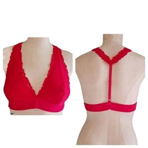 Pink Victoria's Secret Bra Bralette Red Racerback Intimates Women's WOMAN'S 36B
